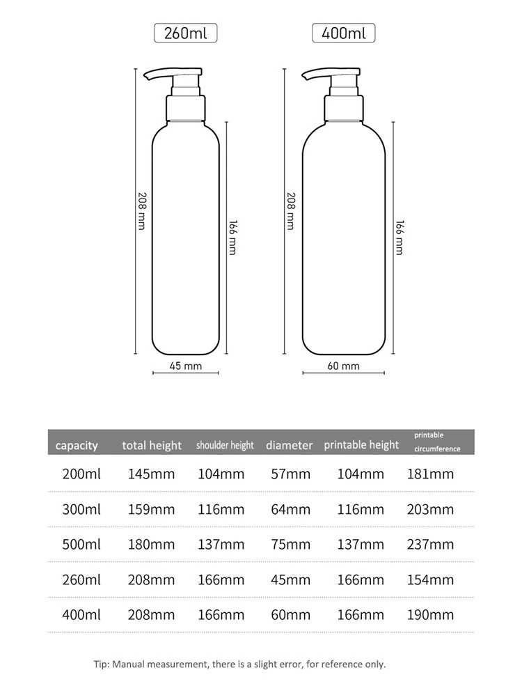 200ml 500ml 16oz Wheat HDPE Plastic Pump Shampoo Bottles for Body Wash