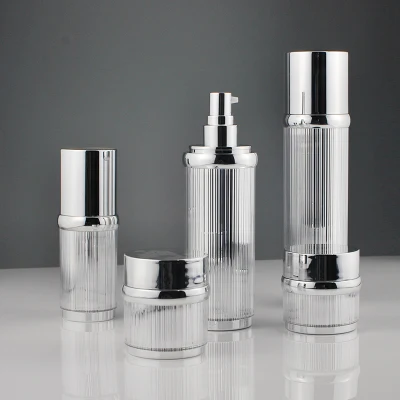Glänzende silberne Airless-Cremedose, Lotionsflasche für Kosmetika (PPC).