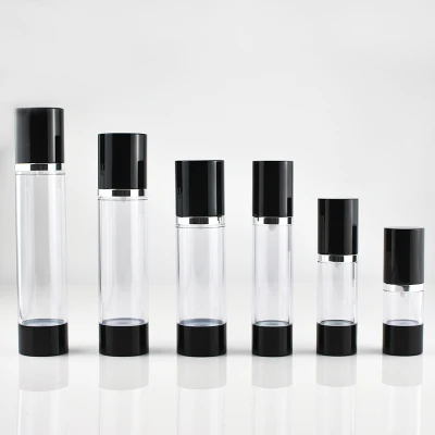 15/30/ 50g als transparente Airless-Kosmetikflasche aus Kunststoff (PPC).